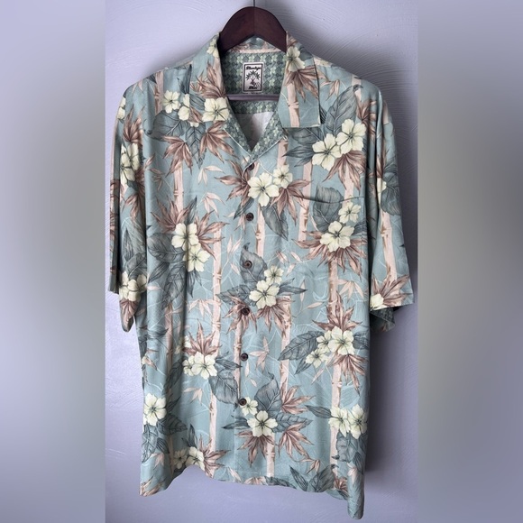 Montego Mon Men's Button Down Shirt XL Hawaiian Floral 100% Silk - Picture 1 of 4